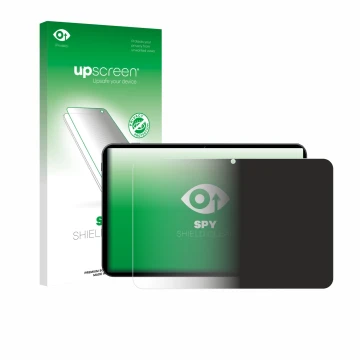 Parte frontal de un envase de producto con el logotipo de la marca upscreen. Al lado se muestra el dispositivo Tabwee T60 PRO 