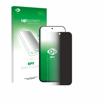 Parte frontal de un envase de producto con el logotipo de la marca upscreen. Al lado se muestra el dispositivo Xiaomi Redmi K9