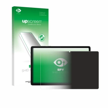 Parte frontal de un envase de producto con el logotipo de la marca upscreen. Al lado se muestra el dispositivo Samsung Galaxy 