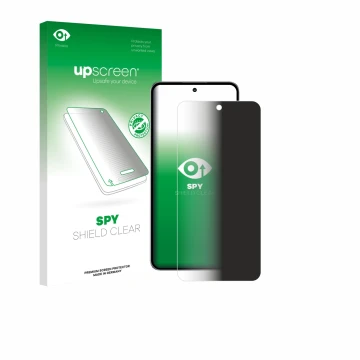 Parte frontal de un envase de producto con el logotipo de la marca upscreen. Al lado se muestra el dispositivo Nubia Neo 3 GT 