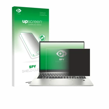 Parte frontal de un envase de producto con el logotipo de la marca upscreen. Al lado se muestra el dispositivo MSI Prestige A1