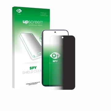 Parte frontal de un envase de producto con el logotipo de la marca upscreen. Al lado se muestra el dispositivo Oppo Reno 15 co