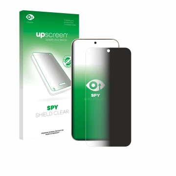 Parte frontal de un envase de producto con el logotipo de la marca upscreen. Al lado se muestra el dispositivo Oppo Reno 15 Pr