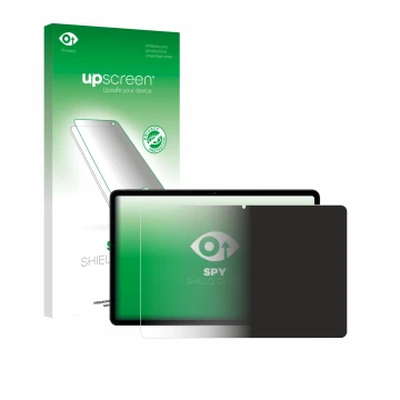 Parte frontal de un envase de producto con el logotipo de la marca upscreen. Al lado se muestra el dispositivo Xiaomi Poco Pad