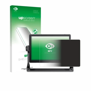 Parte frontal de un envase de producto con el logotipo de la marca upscreen. Al lado se muestra el dispositivo Feelworld LUT 1