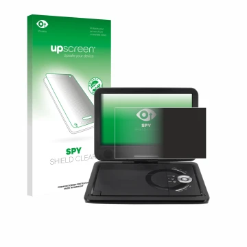 Parte frontal de un envase de producto con el logotipo de la marca upscreen. Al lado se muestra el dispositivo Soundmaster PDB