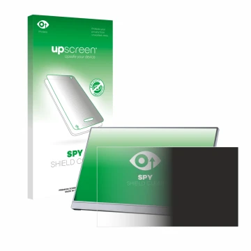 Parte frontal de un envase de producto con el logotipo de la marca upscreen. Al lado se muestra el dispositivo Arzopa Z3FC 16.