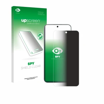 Parte frontal de un envase de producto con el logotipo de la marca upscreen. Al lado se muestra el dispositivo Oppo A6 Pro 4G 