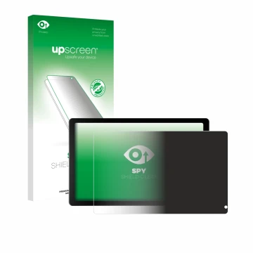 Parte frontal de un envase de producto con el logotipo de la marca upscreen. Al lado se muestra el dispositivo Laptok KB1001 1