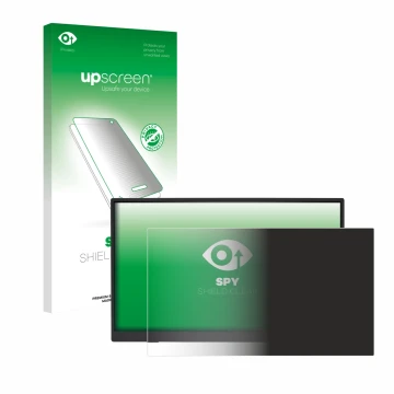Parte frontal de un envase de producto con el logotipo de la marca upscreen. Al lado se muestra el dispositivo Acer PM191QEbmi