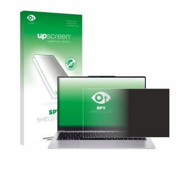 Parte frontal de un envase de producto con el logotipo de la marca upscreen. Al lado se muestra el dispositivo Acer Aspire Lit