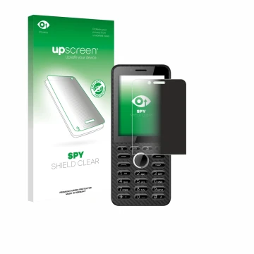 Parte frontal de un envase de producto con el logotipo de la marca upscreen. Al lado se muestra el dispositivo Energizer E288S