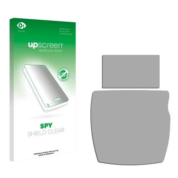 Parte frontal de un envase de producto con el logotipo de la marca upscreen. Al lado está el protector de pantalla correspondi