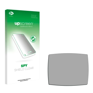 Parte frontal de un envase de producto con el logotipo de la marca upscreen. Al lado está el protector de pantalla correspondi