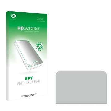 Parte frontal de un envase de producto con el logotipo de la marca upscreen. Al lado está el protector de pantalla correspondi