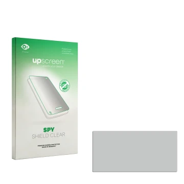 Parte frontal de un envase de producto con el logotipo de la marca upscreen. Al lado está el protector de pantalla correspondi