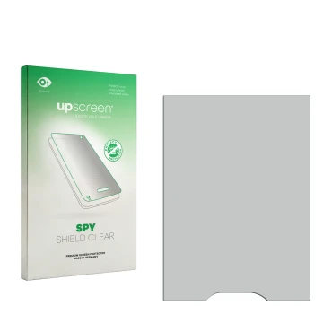Parte frontal de un envase de producto con el logotipo de la marca upscreen. Al lado está el protector de pantalla correspondi