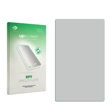Parte frontal de un envase de producto con el logotipo de la marca upscreen. Al lado está el protector de pantalla correspondi