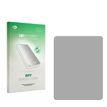 Parte frontal de un envase de producto con el logotipo de la marca upscreen. Al lado está el protector de pantalla correspondi