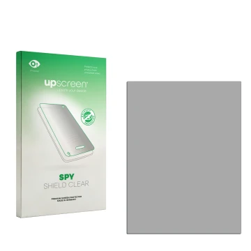 Parte frontal de un envase de producto con el logotipo de la marca upscreen. Al lado está el protector de pantalla correspondi