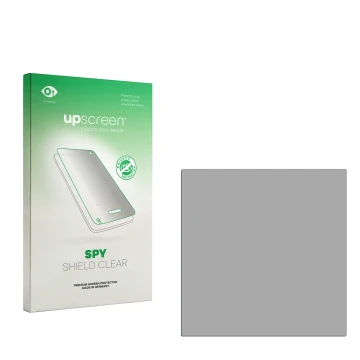 Parte frontal de un envase de producto con el logotipo de la marca upscreen. Al lado está el protector de pantalla correspondi