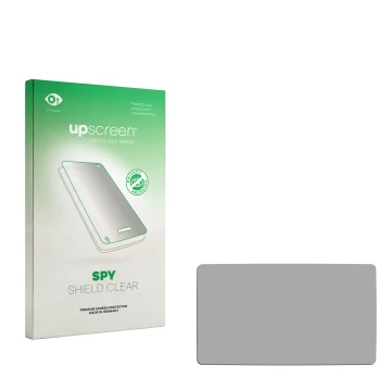 Parte frontal de un envase de producto con el logotipo de la marca upscreen. Al lado está el protector de pantalla correspondi