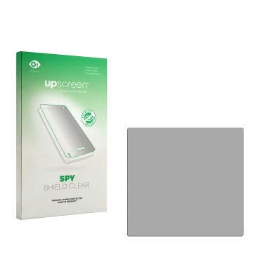 Parte frontal de un envase de producto con el logotipo de la marca upscreen. Al lado está el protector de pantalla correspondi