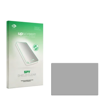 Parte frontal de un envase de producto con el logotipo de la marca upscreen. Al lado está el protector de pantalla correspondi