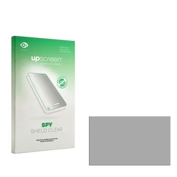 Parte frontal de un envase de producto con el logotipo de la marca upscreen. Al lado está el protector de pantalla correspondi