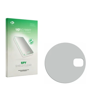 Parte frontal de un envase de producto con el logotipo de la marca upscreen. Al lado está el protector de pantalla correspondi