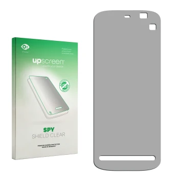 Parte frontal de un envase de producto con el logotipo de la marca upscreen. Al lado está el protector de pantalla correspondi