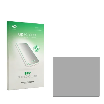 Parte frontal de un envase de producto con el logotipo de la marca upscreen. Al lado está el protector de pantalla correspondi