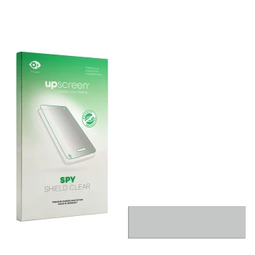Parte frontal de un envase de producto con el logotipo de la marca upscreen. Al lado está el protector de pantalla correspondi