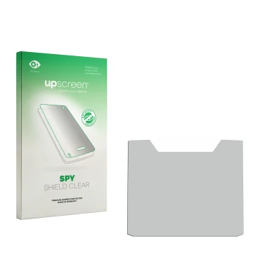 Parte frontal de un envase de producto con el logotipo de la marca upscreen. Al lado está el protector de pantalla correspondi