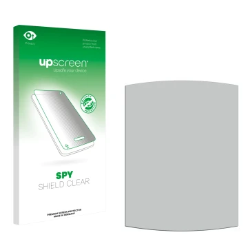 Parte frontal de un envase de producto con el logotipo de la marca upscreen. Al lado está el protector de pantalla correspondi