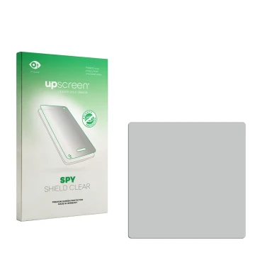 Parte frontal de un envase de producto con el logotipo de la marca upscreen. Al lado está el protector de pantalla correspondi