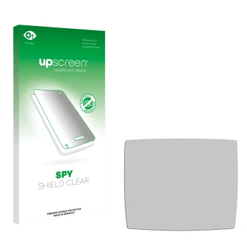 Parte frontal de un envase de producto con el logotipo de la marca upscreen. Al lado está el protector de pantalla correspondi