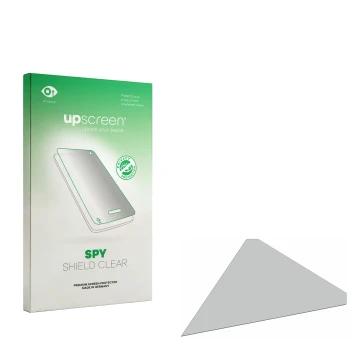 Parte frontal de un envase de producto con el logotipo de la marca upscreen. Al lado está el protector de pantalla correspondi