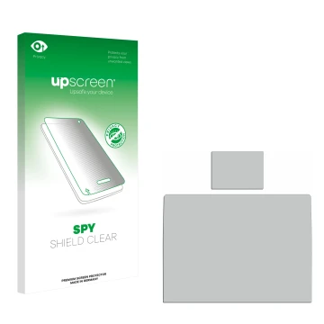 Parte frontal de un envase de producto con el logotipo de la marca upscreen. Al lado está el protector de pantalla correspondi