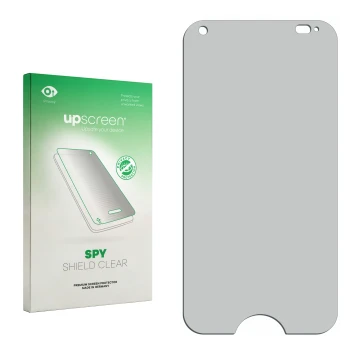 Parte frontal de un envase de producto con el logotipo de la marca upscreen. Al lado está el protector de pantalla correspondi