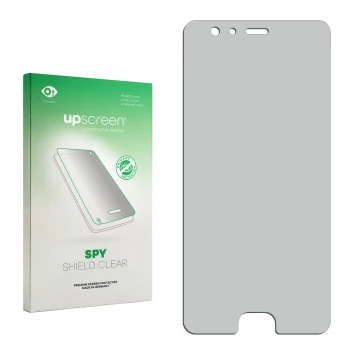 Parte frontal de un envase de producto con el logotipo de la marca upscreen. Al lado está el protector de pantalla correspondi