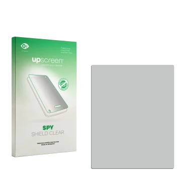 Parte frontal de un envase de producto con el logotipo de la marca upscreen. Al lado está el protector de pantalla correspondi