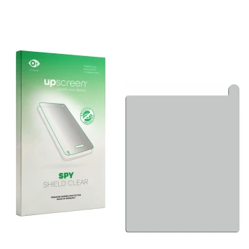 Parte frontal de un envase de producto con el logotipo de la marca upscreen. Al lado está el protector de pantalla correspondi