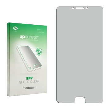 Parte frontal de un envase de producto con el logotipo de la marca upscreen. Al lado está el protector de pantalla correspondi