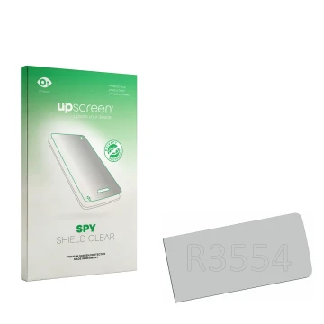 Parte frontal de un envase de producto con el logotipo de la marca upscreen. Al lado está el protector de pantalla correspondi