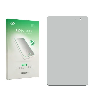 Parte frontal de un envase de producto con el logotipo de la marca upscreen. Al lado está el protector de pantalla correspondi