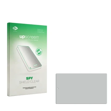 Parte frontal de un envase de producto con el logotipo de la marca upscreen. Al lado está el protector de pantalla correspondi