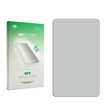 Parte frontal de un envase de producto con el logotipo de la marca upscreen. Al lado está el protector de pantalla correspondi