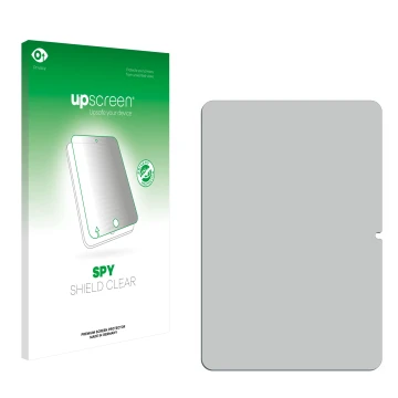 Parte frontal de un envase de producto con el logotipo de la marca upscreen. Al lado está el protector de pantalla correspondi