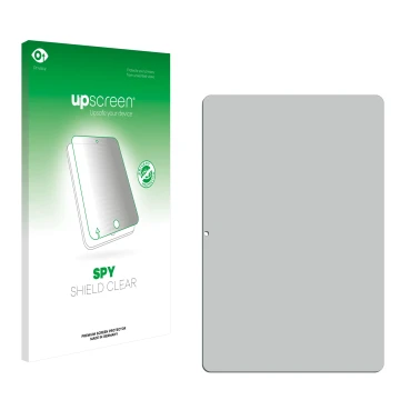 Parte frontal de un envase de producto con el logotipo de la marca upscreen. Al lado está el protector de pantalla correspondi